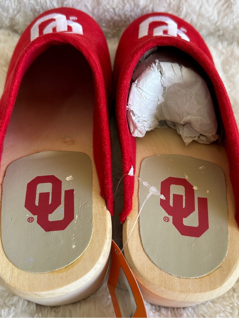 NWT Oklahoma Sooners OU Wood Clogs - Picture 7 of 11